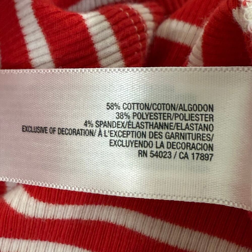Y2k Red White Striped Lace Ribbed Knit Cami Top Coquette Classic Nautical L - Picture 7 of 8